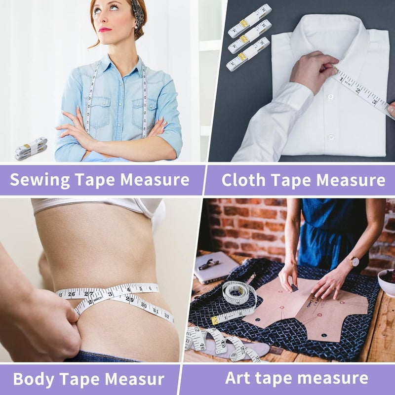GliSun Soft Tape Measure 24 Pack Measuring Tape Bulk for Body Sewing Tailor Cloth Vinyl Measurement Craft Supplies,150cm/60inch Accurate Soft Double Scale Ruler-White - Image 5
